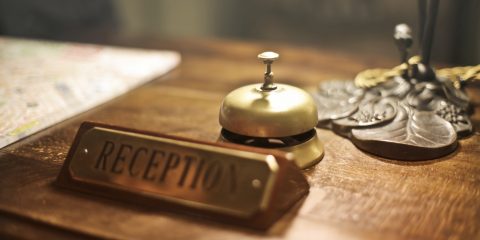 Check-in bell on reception desk