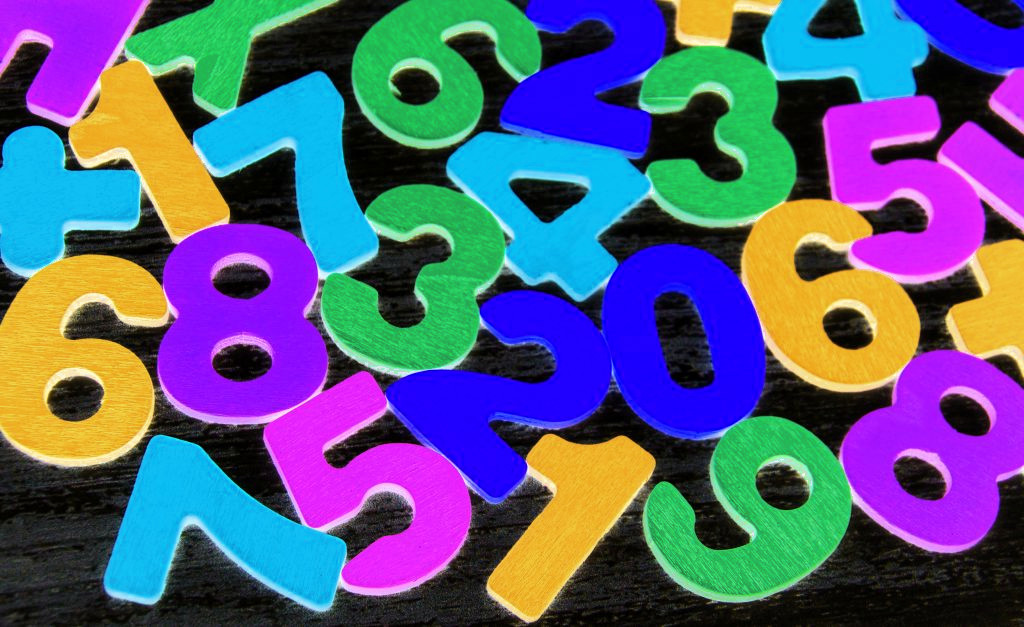 Colourful wooden numbers